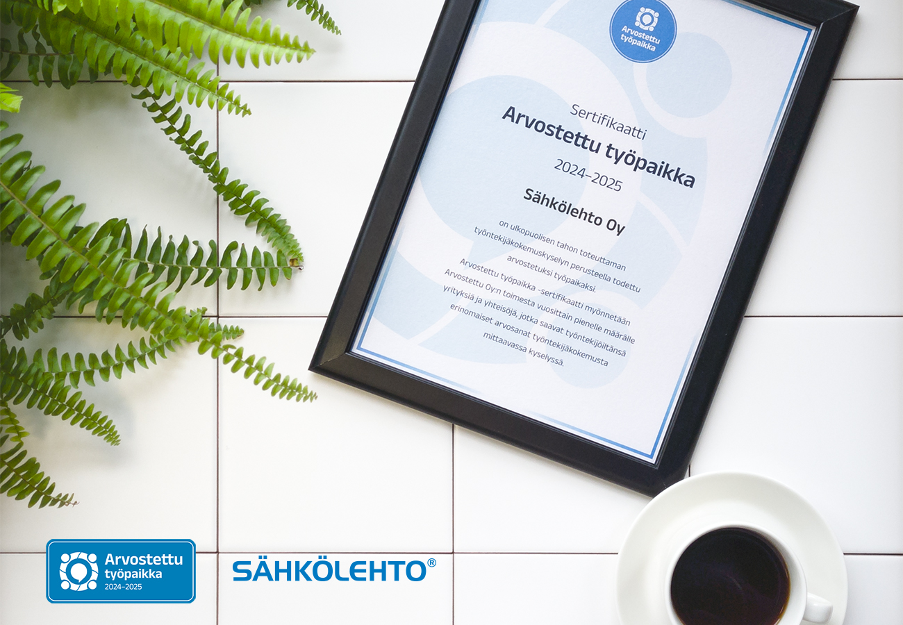 Sähkölehdolle myönnetty Arvostettu työpaikka® -sertifikaatti